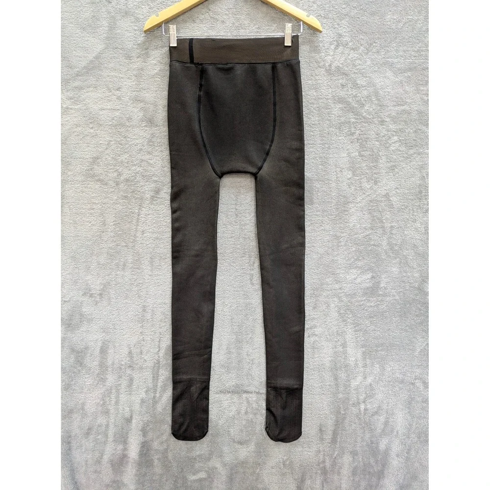 Winter Thermal Fleece Lined Tights Women Large Black Sheer Look Footed Leggings